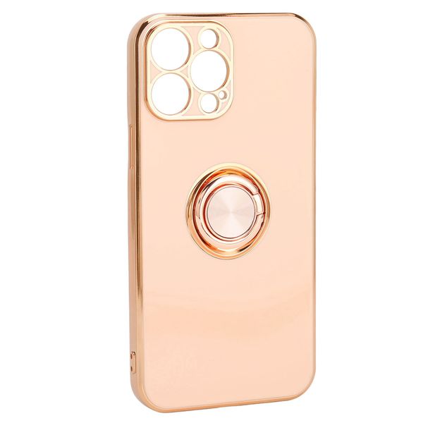 Rose Gold Plated Ring Stand Phone Case Compatible With iPhone 13 Pro Max