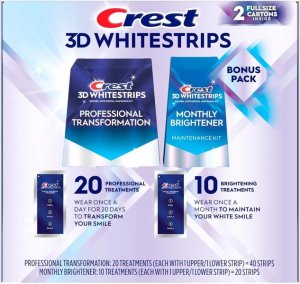 Crest 3D Whitestrips Combo Kit-Professional + Monthly Brightener(60 Strips)
