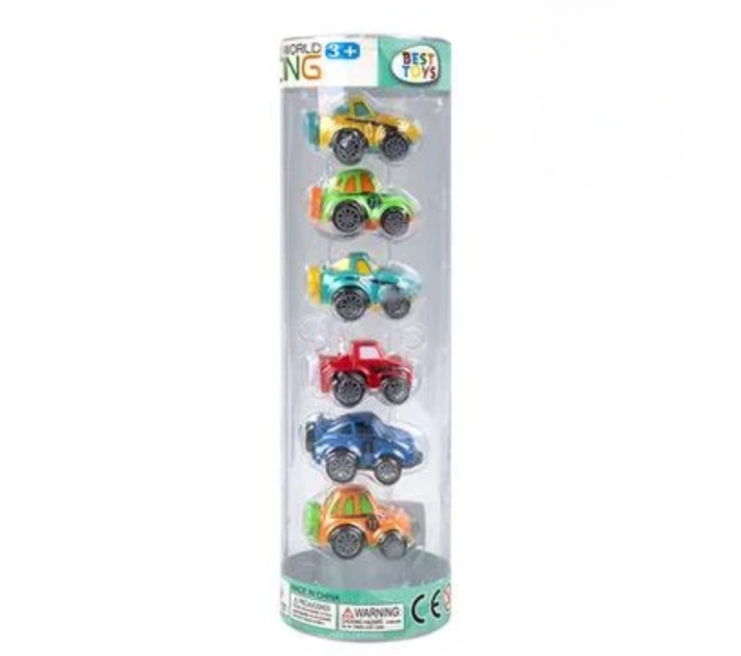 Tubed Set of 6 Mini Racing Vehicles - 4.5 cm Collectible Cars