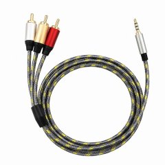 3.5mm AUX to 3 RCA Male Audio Cable Gold-Plated Connectors For Home Theater