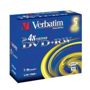 VERBATIM - 4.7GB DVD+RW (4X) - (BOX OF 5)