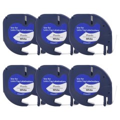 6Pcs Letra Tag Refills Tapes Maker for Dymo 91331 4M x 12mm Printer
