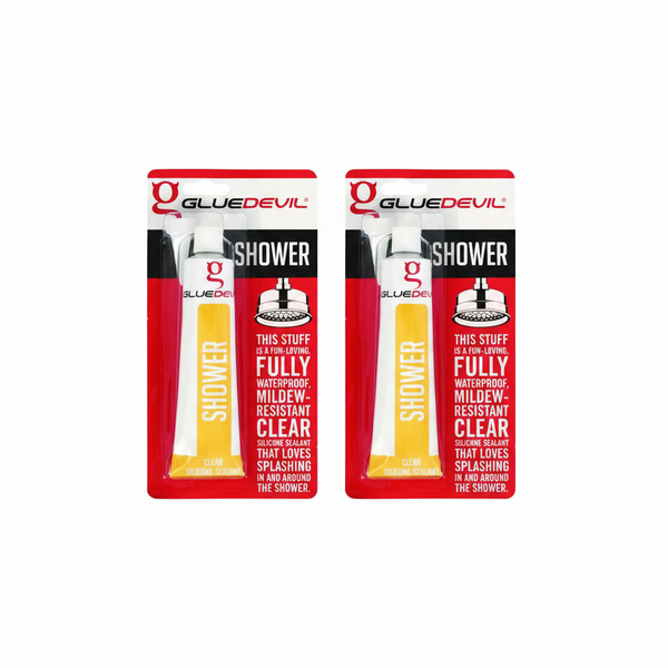 Glue Devil Clear Silicone Adhesive 90ml for Showers and Bathrooms - 2 Pack