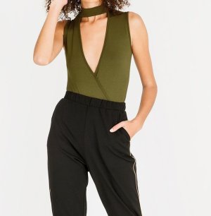 Women's c(inch) Choker Neckline Bodysuit Green