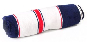 Terry Lustre - Beach Towel Velour 450Gsm - White Red &amp; Blue Stripe (Parallel Import)