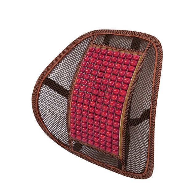 Lumbar Cushion with Massage Beads for Office Car Seat-Red