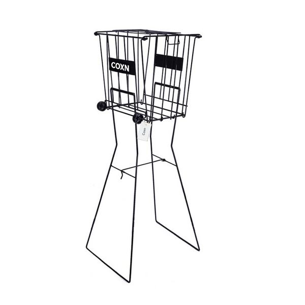 Coxn - Foldable Metal Tennis Ball Picker Basket,Pick-Up Hopper with Wheels