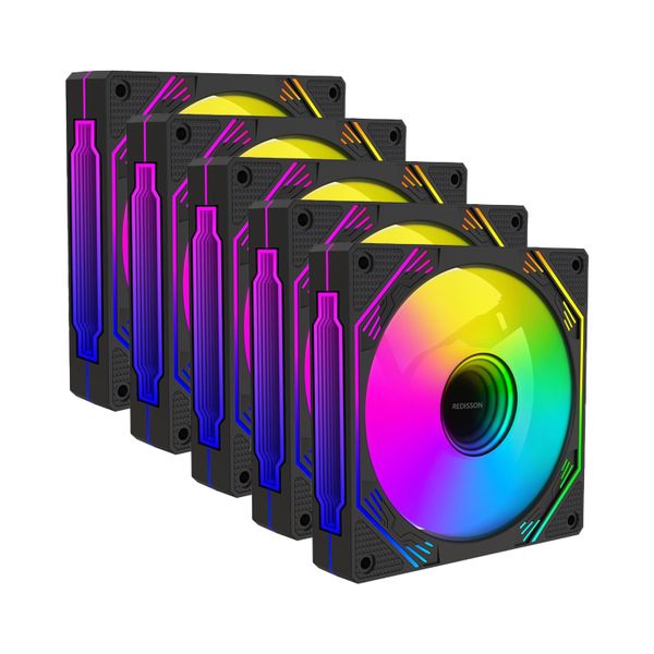 5 Pack 120mm Silent PC Cooling Fans- LED Case Fan with Colorful RGB Lights