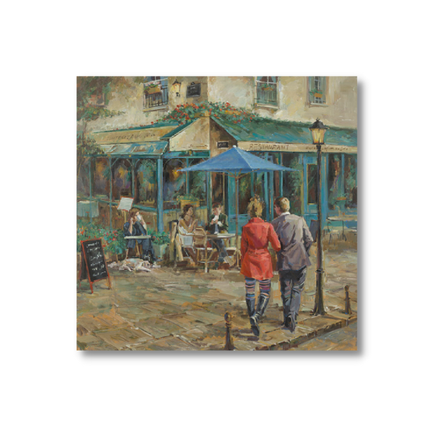 Canvas - Street Scene - Blue Street Cafe 2 - 1000 x 1000mm