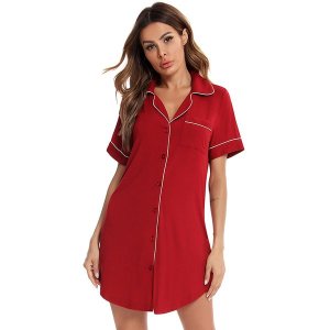 Women's Burgundy Cotton Pyjamas