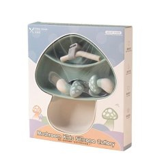 Mushroom Silicone 4 Piece Tableware Set - Green