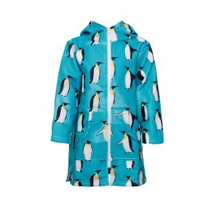 Kids Hooded Beach Towel, Full Zip, Long Sleeves Penguins