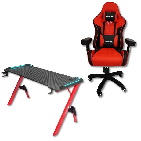 Spider Red Gaming Chair &amp; Z-Shaped Gaming Desk - The Redline Gaming Bundle