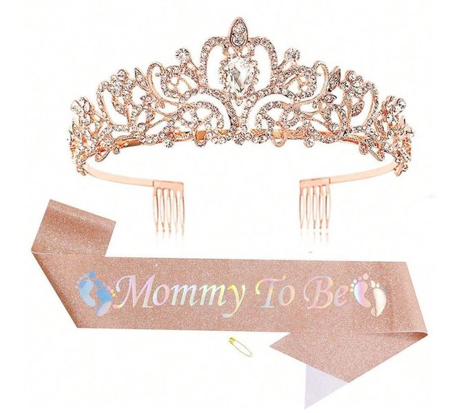Crown and Shoulder Strap For Baby Shower Decoration - Rose Gold