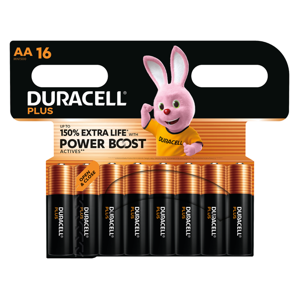Duracell Plus Power Boost Alkaline Batteries AA 1.5V - 16 Pack