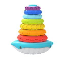 Baby Stacking Tumbler Educational Toy With Ring Toss Rainbow Tower
