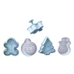 Christmas Plunger Cookie &amp; Fondant Cutters - 4 Piece