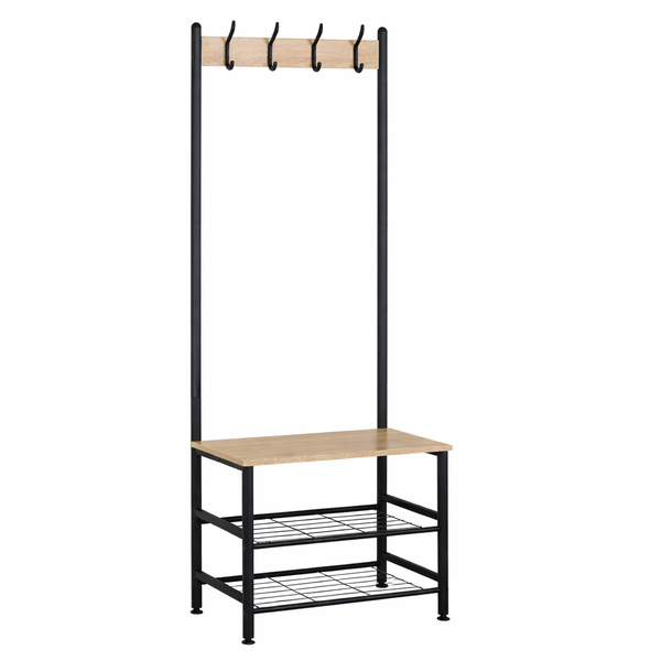 Everfurn Lucca Coat Rack with Shelves - Oak