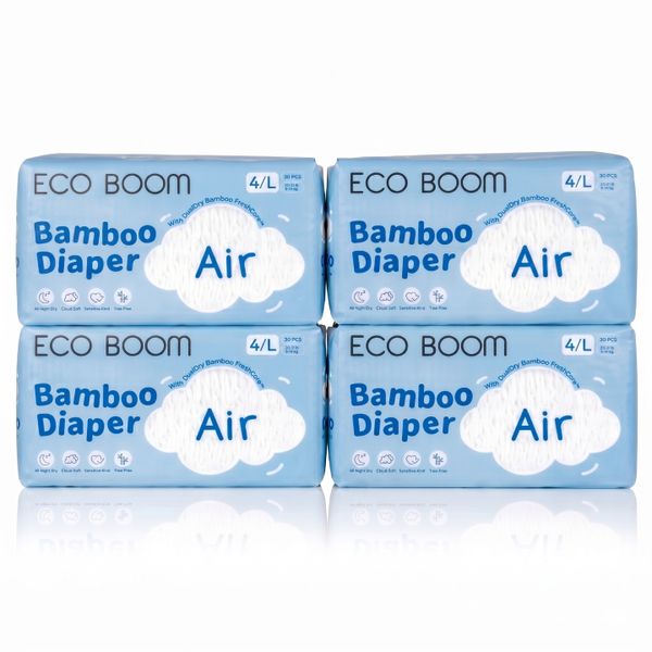 Eco Boom - Air Bamboo Baby Nappies Pack of 30 - Large - 120 Nappies