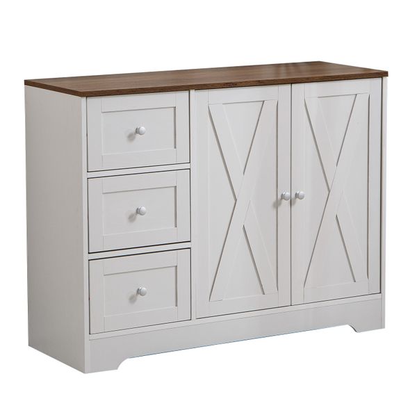X-Shaped Barn-Style Cabinet With Three Drawers