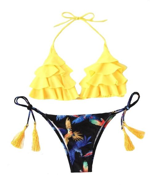 Lady's Fashion Bikini Set - Yellow/Blue