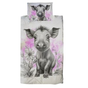 Pink Baby Warthog By Nathan Pieterse Cot Duvet Set
