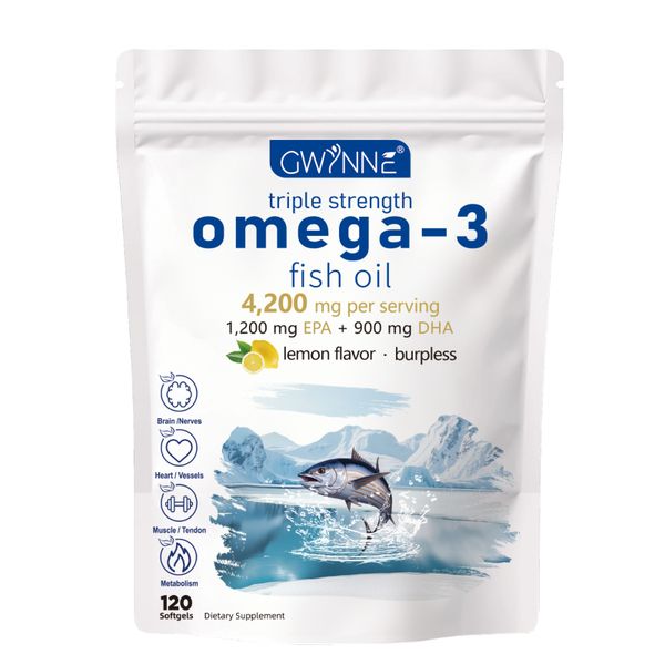 GWYNNE Omega-3 Fish Oil Supplement 4200mg - 120 Capsules