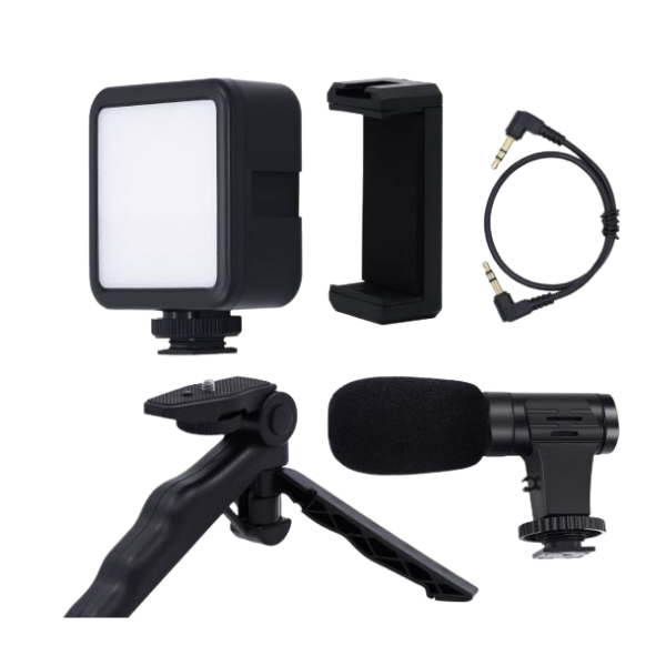 Professional Vlogging Kit With Tripod LED Video Light And Phone Holder