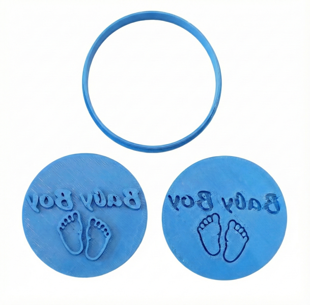 Baby Boy Fondant Stamp Set - Emboss, Deboss &amp; Cutter, 6cm - 3 Piece