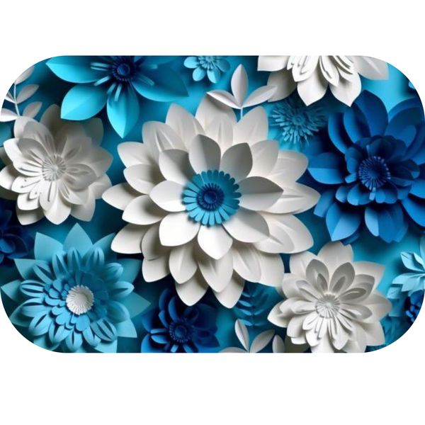 Blue and White Flowers Printed Mouse Pad