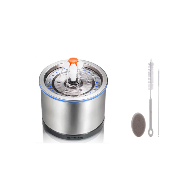 Reptronic Cat/Dog Pet Drinking SS Water Fountain with Cleaning Kit