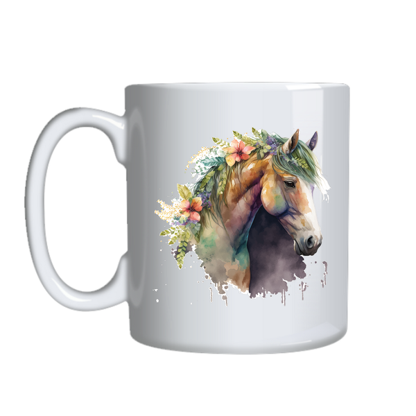 Flower Mane Coffee Mug for Horse Lover Trendy Graphic Cup Design Present021