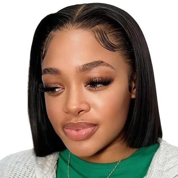 Geebuy 8Inch Human Hair Straight Bob Wig - 13x4 Glueless Wig