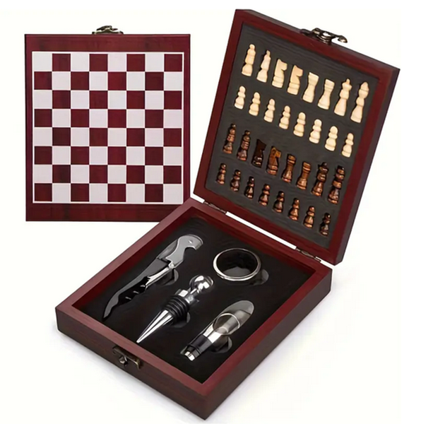 2-in-1 Chess and Wine Accessory Gift Box