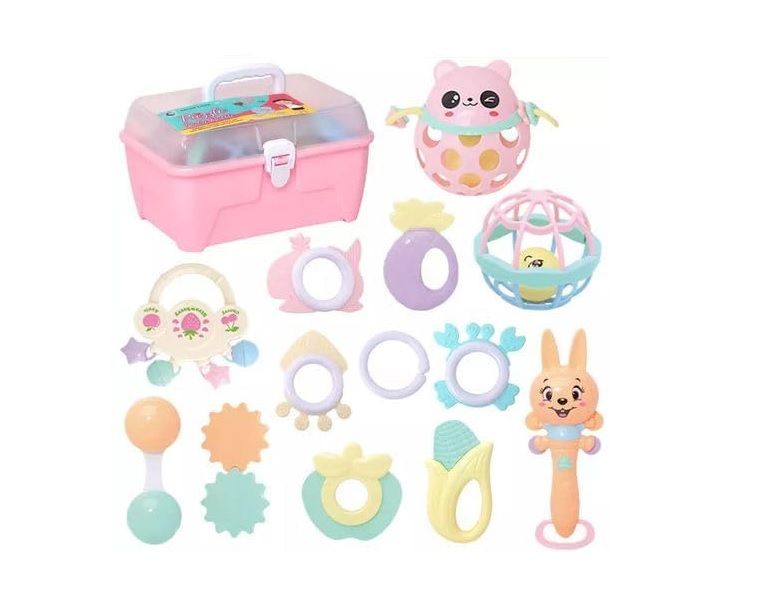 Baby Rattle &amp; Teether Gift Set with Storage Case