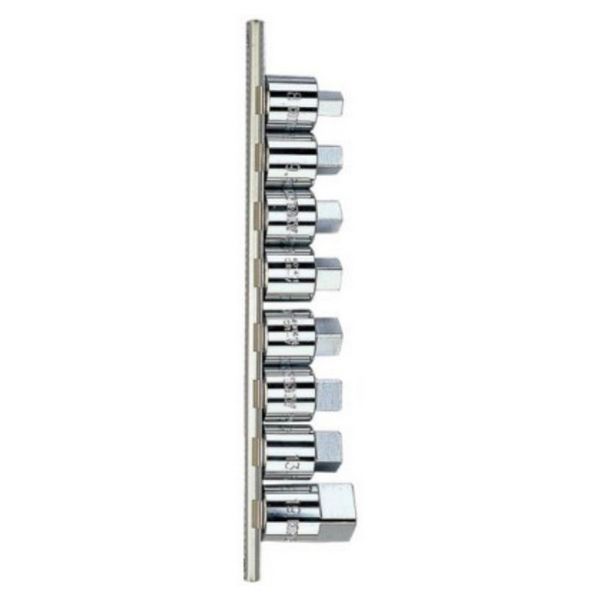 King Tony Sump Plug Socket Set 1/2"Dr 8-19mm On A Rail 8 Pieces