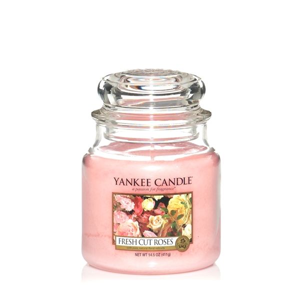 Yankee Candle Classic Fresh Cut Roses Scented Medium Candle Jar