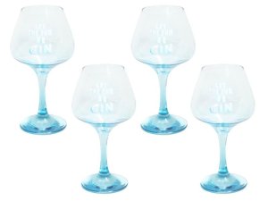 Gin &amp; Tonic Glass with Stem-560ml-Let he Fun be Gin - 4 Piece