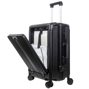 Premium Zipperless 55cm Smart Hardshell Carry-On - Jet Black (45L)