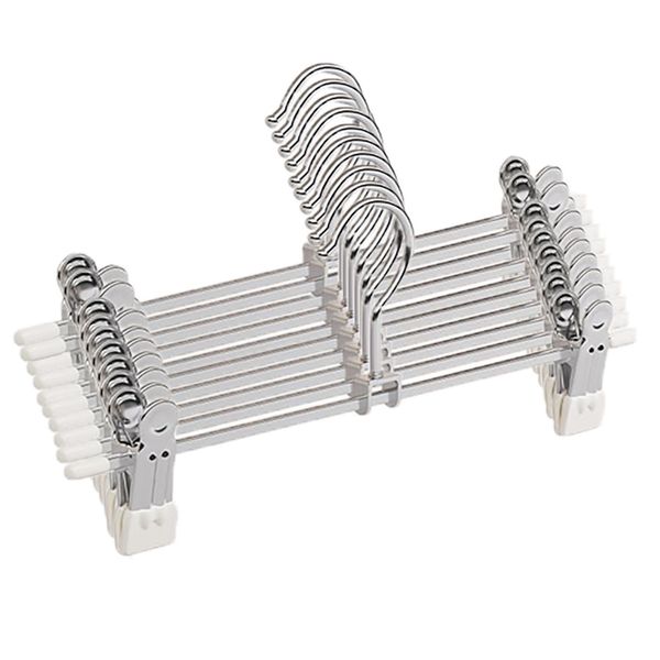 Set of 10 Metal/Plastic Clamp Hangers 30cm Silver/Black
