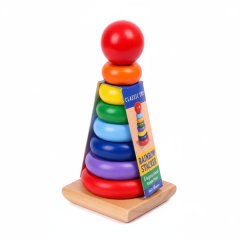 Wooden Rainbow Stacker - Classic Educational Toddler Ring Toy