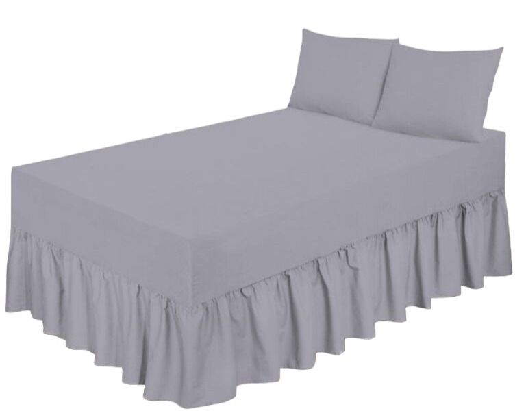 Frilled Valance Fitted Sheet: Silver Grey
