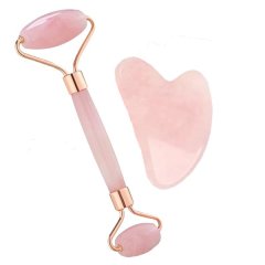 Rose Quart Beauty Roller And Quasha Set