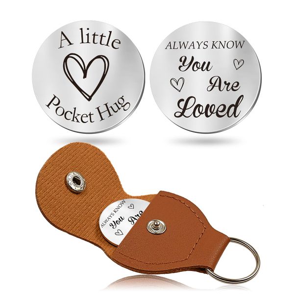 A Little Pocket Hug Keyring for Men/Boyfriend Gifts With Leather Keychain