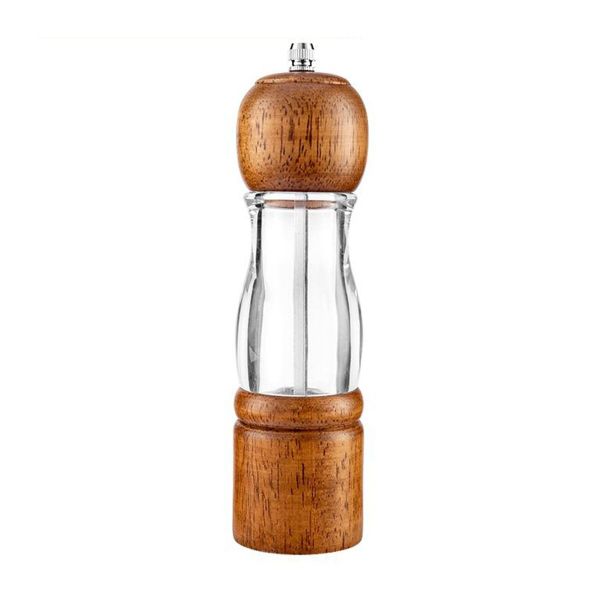 Salt and Pepper Grinder, Wooden for Kitchen Refillable and Adjustable - 6 Inch