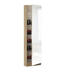 Hazlo 5 Shelves Shoe Storage Cabinet with Full Length Mirror - Oak