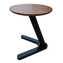 Round Side Table: Wood Top &amp; Black Base
