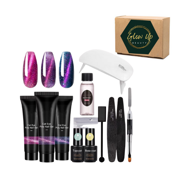 Glow Up Cat Eye Polygel Set with Mini UV Lamp