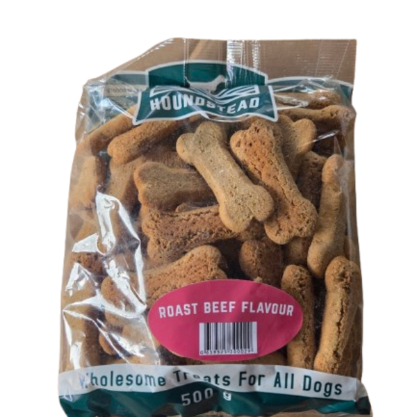 Houndstead Roast Beef Flavour Dog Biscuits Treats for Dogs 500g