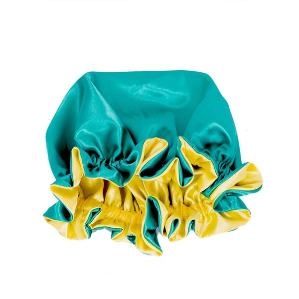 Silky Bonnets Comfortable Reversible Soft Sleeping Cap (Green &amp; Yellow)